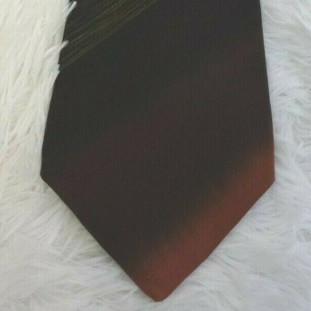 Vintage Robert Daskal Hand Painted Silk Tie Artist Signed Brown Mauve gold
